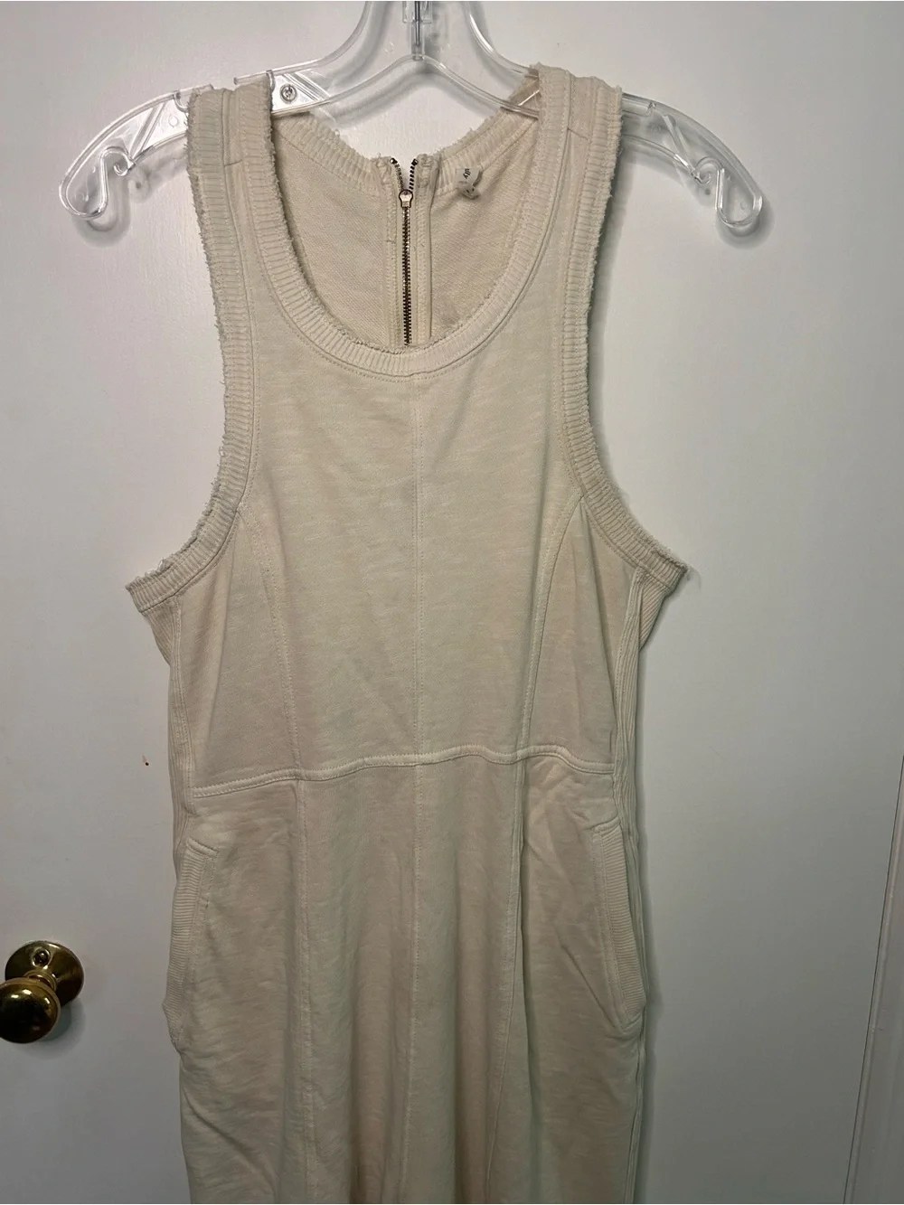 ANTHROPOLOGIE DAILY PRACTICE IVORY WIDE LEG JUMPSUIT SIZE MEDIUM - Picture 3 of 10